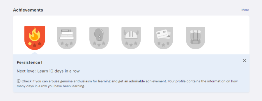 Achievement section on your profile